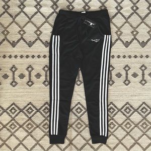 MOONCOLOUR Black with White Stripes Jogging Harem Pants With Pockets